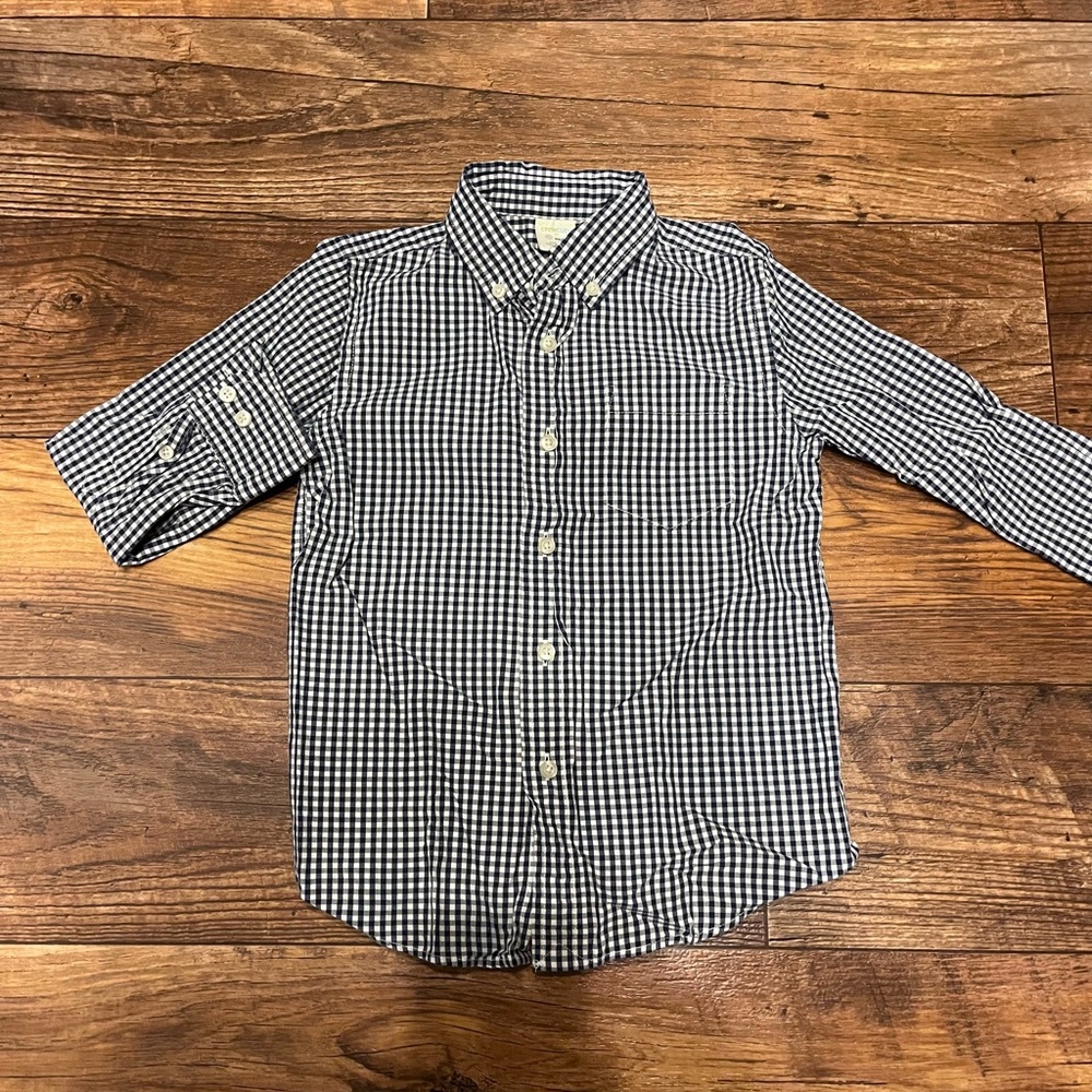 LIKE NEW CREW CUTS GINGHAM LONG SLEEVE COLLARED SHIRT - 4/5